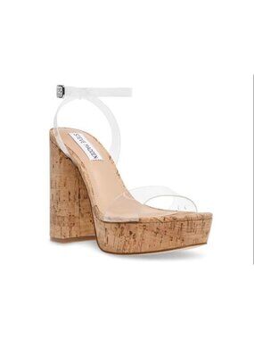 Steve Madden Women's Clear Lessa Platform Sandal Heel Sz 9.5